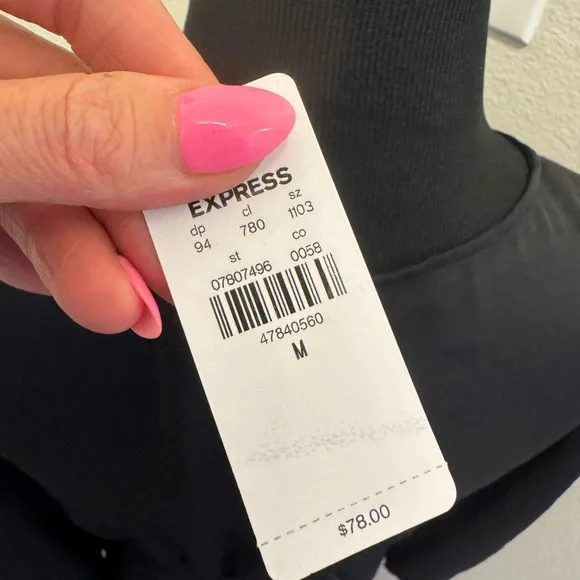 Express Black Fit Flare Puff Sleeve Dress A Line Mini Size S M L NEW $78 - Picture 6 of 16